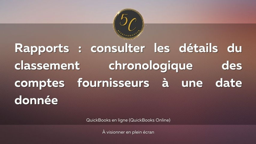 Rapports : consulter les détails du classement chronologique des comptes fournisseurs à une date donnée